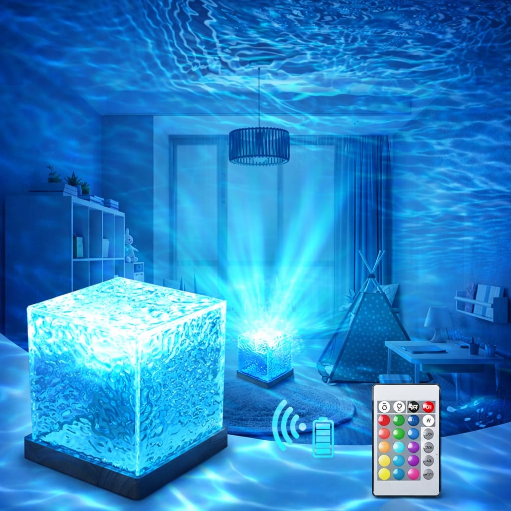Rotating Water Ripple Night Light Aura Lamp