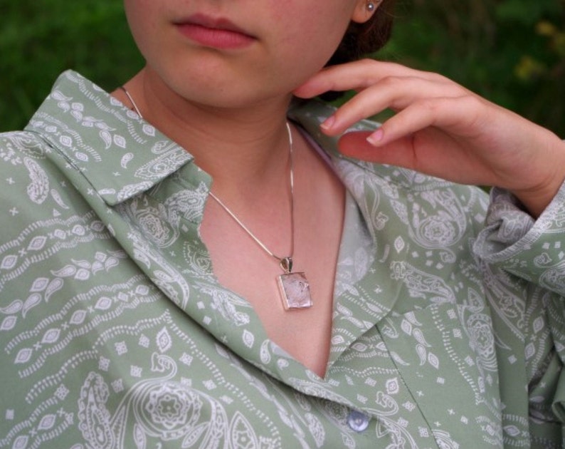 Meru Crystal Pendant, Sterling Silver, Hand-Carved Quartz Yantra Pyramid