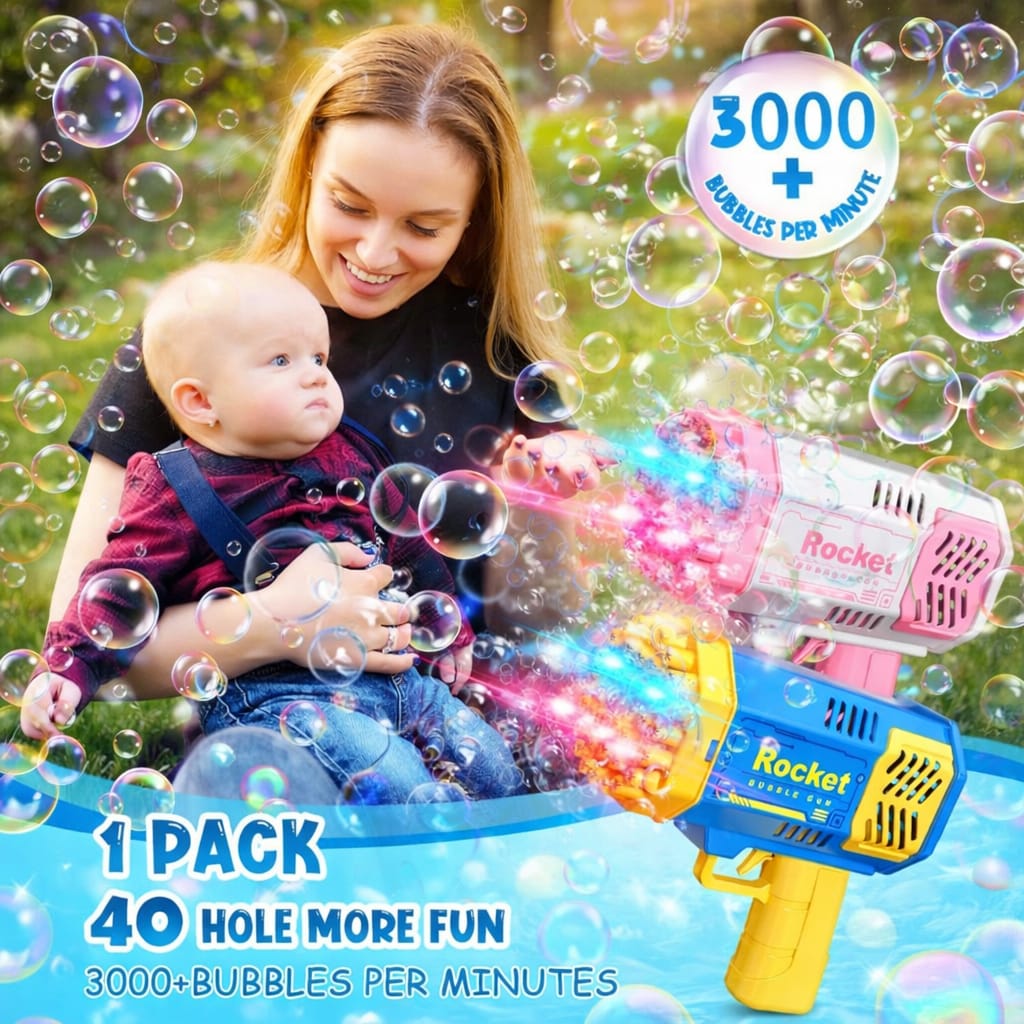 Bubble Gun Machine Kids Automatic Soap Based Bubble Blower