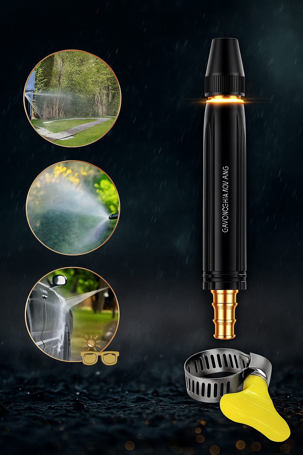 Portable High Pressure Washing Water Nozzle (Black)